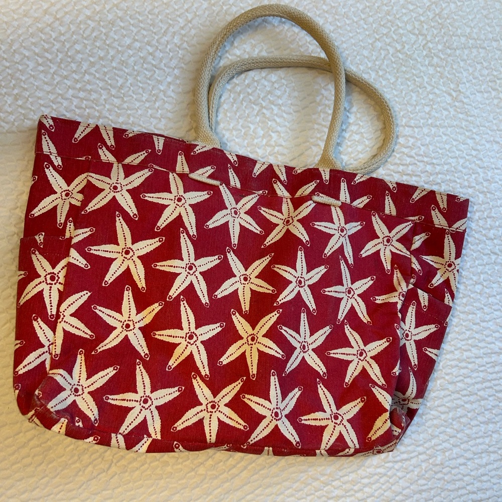 Chic Starfish Patterned Canvas Tote Bag
